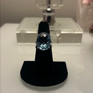Genuine blue topaz sterling silver ring